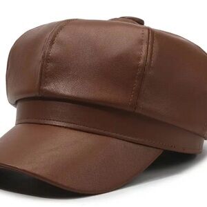 NWT Brown Faux Leather Cap